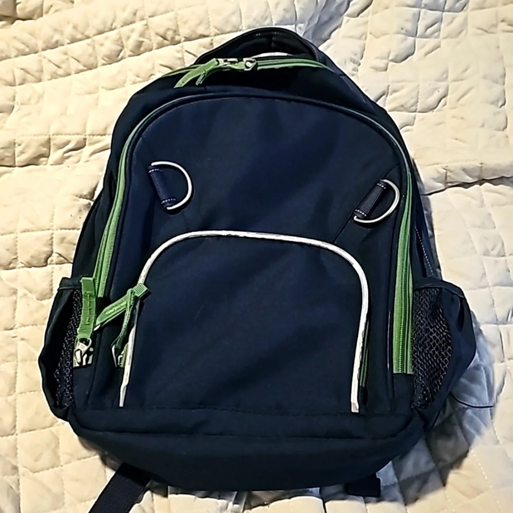 Navy blue green zipper pottery barn backpack Small Fairfax